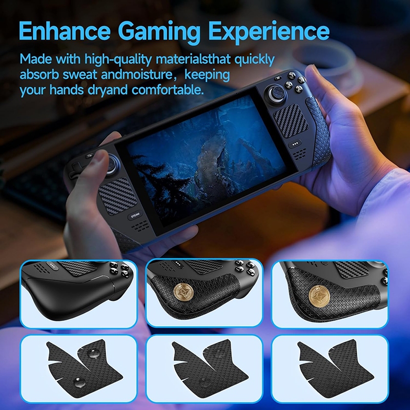 Steam Deck ชุดสติ๊กเกอร์กันลื่นสําหรับ Steam Deck/Steam Deck รุ่น OLED และ LCD,Trackpads Skin Grip Trigger Back Button Grip สติกเกอร์, ตัดที่แม่นยํา, ดูดซับเหงื่อ, เพิ่มค่า