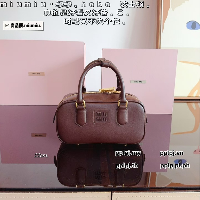 สั่งซื้อต้นฉบับกระเป๋าโบว์ลิ่งหนังแท้แบบพกพาไหล่ข้างเดียว ผู้สื่อสาร กระเป๋าหญิงพร้อมกล่องของขวัญ ไมล์333333-2312