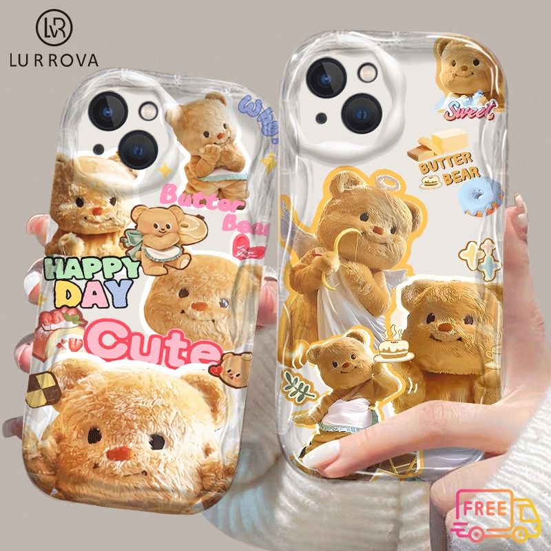 Samsung A35 A55 A05 A05s A15 A16 A06 A12 A52 A54 A03 A04 A13 A14 A20 A23 A24 A32 A34 A50 A51 A73 S24FE S21FE S22ULTRA S23FE S23ULTRA น่ารักเนยหมีกันกระแทกกรณีโทรศัพท์ TPU