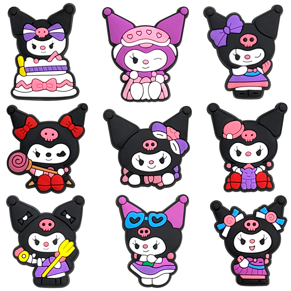 Jibbit Shoe Charms 9 สไตล์อุปกรณ์ตกแต่งการ์ตูน PVC พร้อมปุ่ม