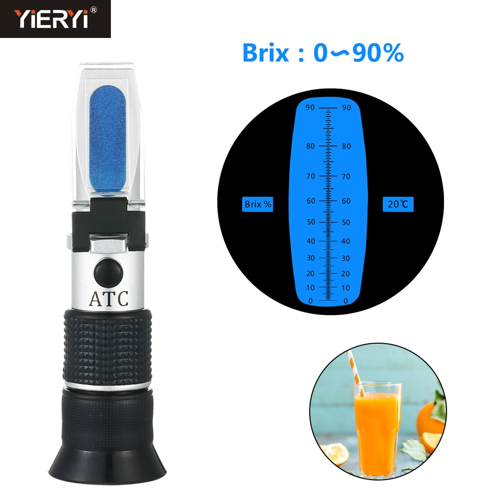 มือถือ refractometer น้ําผึ้งน้ําตาลเมตร 0-90% optical refractometer น้ําตาลเมตร high glucose fructose น้ําตาลเมตร