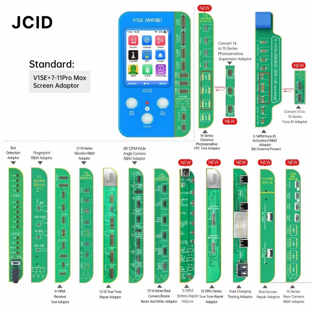 Jcid V1S JC V1SE สําหรับ IPHONE X XS Max 11 12 13 14 15PM True Tone ลายนิ้วมือ Dot โปรเจคเตอร์แบตเตอรี่ข้อมูลอ่านและเขียนโปรแกรมเมอร์