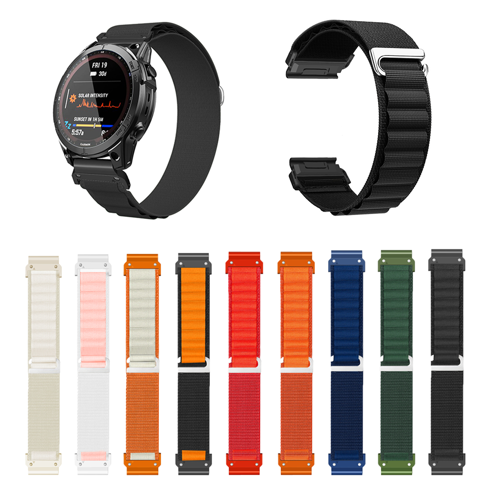 22 มม.26 มม.สายไนลอนสําหรับ Garmin Fenix 7 6 5 mountain loop สําหรับ Fenix 7X 6X 5X นาฬิกาอุปกรณ์เสร