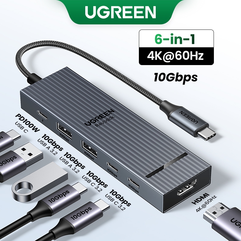 Ugreen 4K60hz 6-IN-1USB-C Multi-function Docking Station USB3.2 Gen2 10Gbps สําหรับ iPad Air M2 11 "