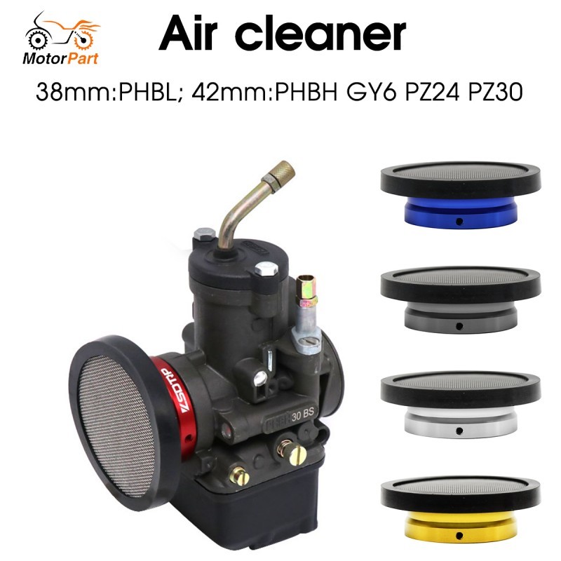 Motoparts SHOP 38/42 มม.ถ้วยกรองอากาศพร้อมสุทธิคาร์บูเรเตอร์ Air ช่องทางสําหรับ PHBG GY6 PZ24 PZ30 C