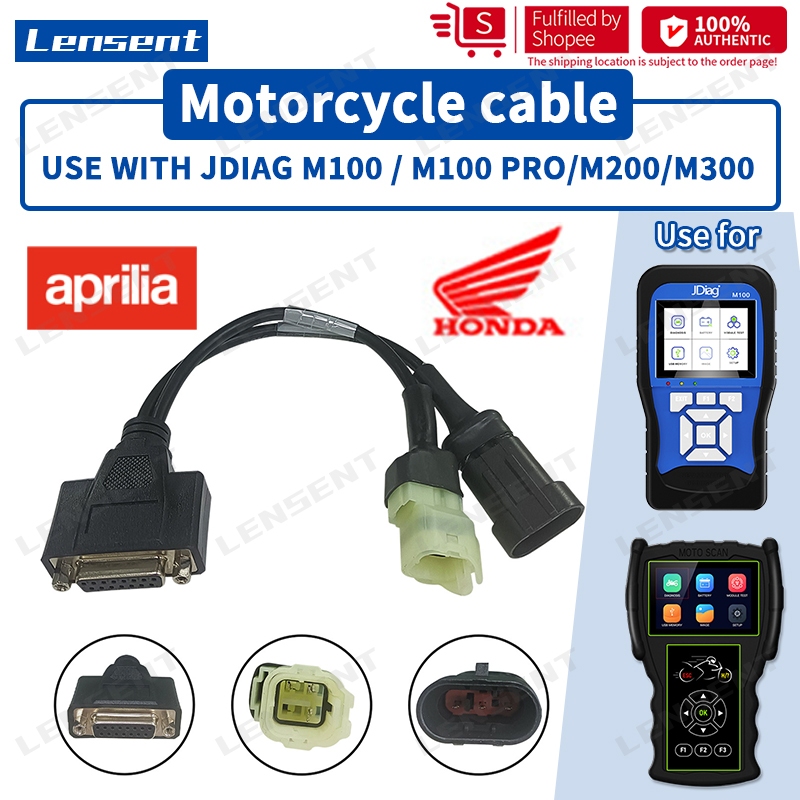 Lensent HONDA 4pin JDIAG M100 PRO M200 M300 เครื่องตรวจจับรถจักรยานยนต์เฉพาะ HONDA 3pin สายเคเบิลรถจักรยานยนต์ DB 15pin EFI สายเคเบิลตรวจสอบความผิดพลาด สายเคเบิลตรวจจับการบํารุงรักษารถจักรยานยนต์