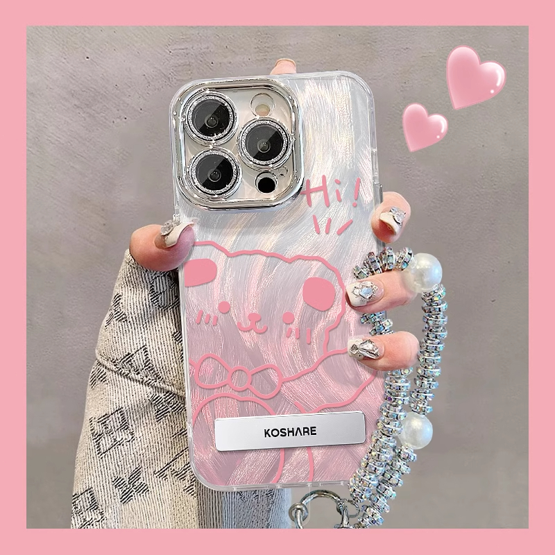 สําหรับเคสโทรศัพท์ iPhone 11 PRO MAX IP12 IP13 IP14plus IP15 IP15PRO MAX Down ขั้นสูงเลนส์ประณีตกรอบรูปสาย Hello Bear เคสโทรศัพท์ทนทานและกันกระแทก