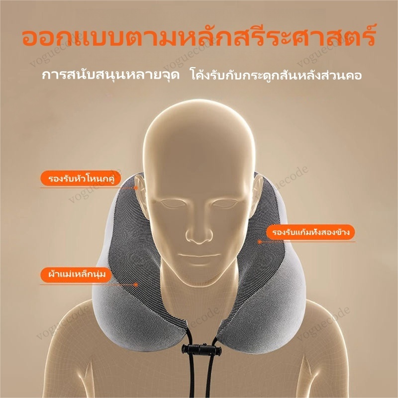 หมอนรองคอตัวยู พกพาสะดวก บรรเทาความเมื่อยล้า ผ้ากำมะหยี่ หมอนรองคอเมมโมรี่โฟมแท้