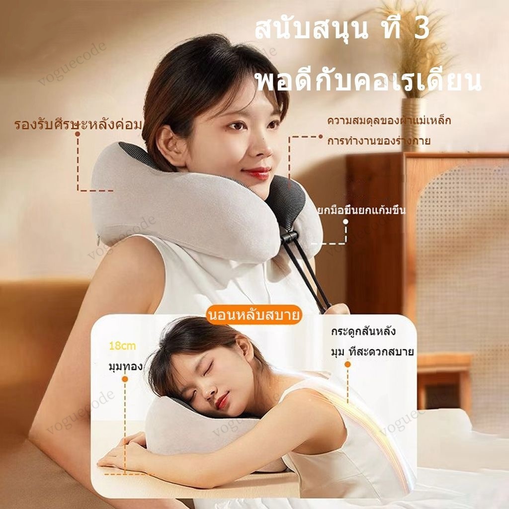 หมอนรองคอตัวยู พกพาสะดวก บรรเทาความเมื่อยล้า ผ้ากำมะหยี่ หมอนรองคอเมมโมรี่โฟมแท้