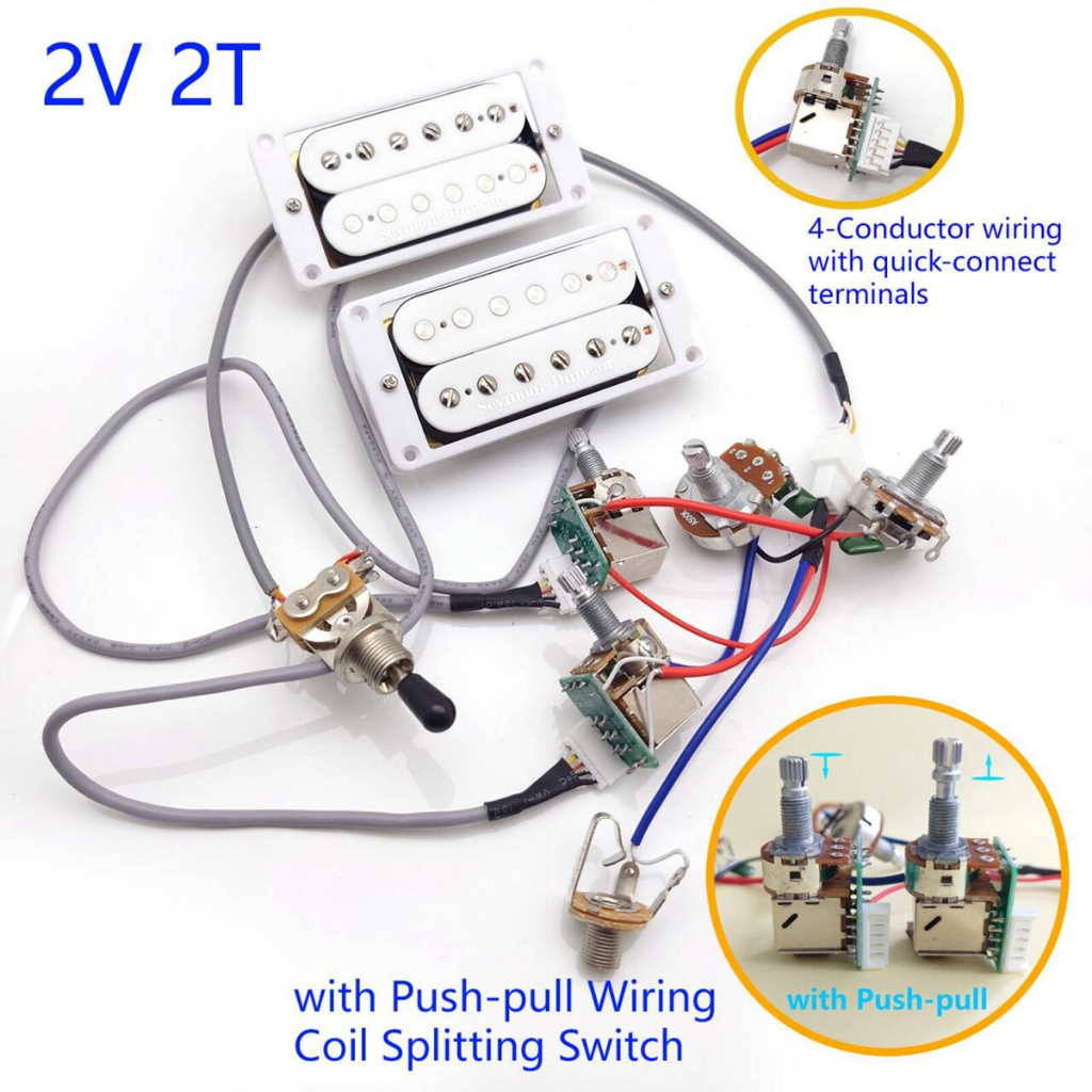 Seymour Duncan รถกระบะ SH1N SH4 Humbucker ม้วนแยก 4C สีขาวพร้อมสายไฟ Push-Pull 2V2T/2V1T กีตาร์อุปกร
