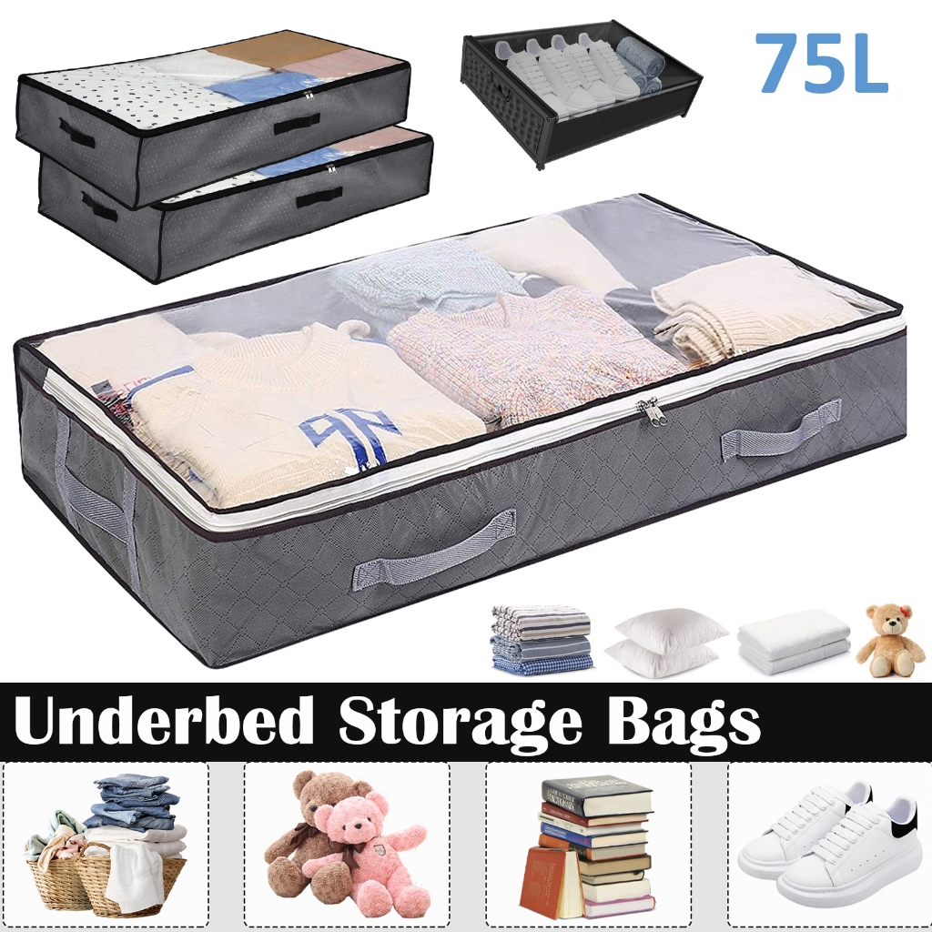 กระเป๋าเก็บของใต้เตียง แบบหนา ระบายอากาศ พับได้ สําหรับห้องนอน กล่องเก็บของใต้เตียง ผ้าห่ม เครื่องนอน ขนาดใหญ่ จุของได้เยอะ พับได้ สําหรับจัดระเบียบตู้เสื้อผ้า กล่องผ้าเก็บเสื้อผ้าพับได้