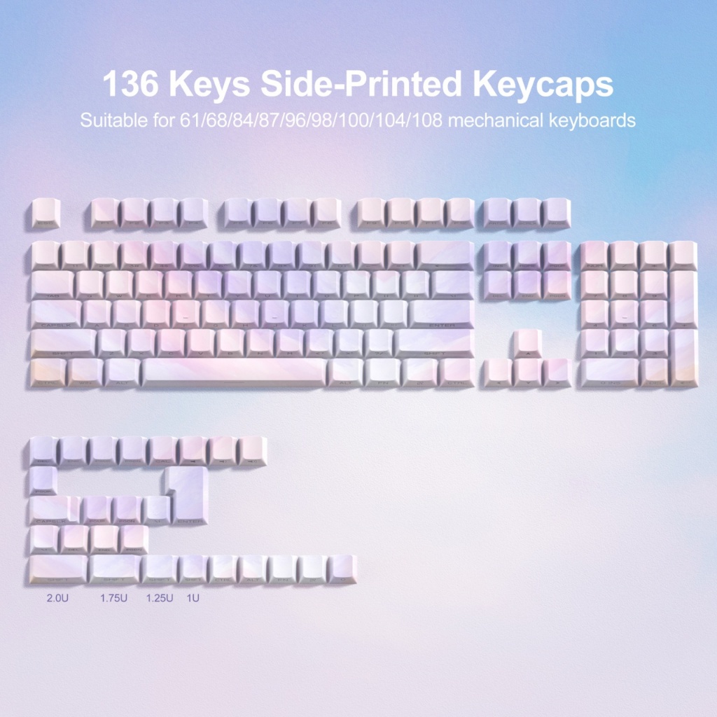 Voier 136 คีย์ธีม Keycaps พิมพ์ด้านข้าง 5 ด้านข้าง Dye-Sub PBT Keycaps RGB Backlit โปรไฟล์เชอร์รี่คีย์สําหรับ Cherry MX Mechanical Gamer คีย์บอร์ด