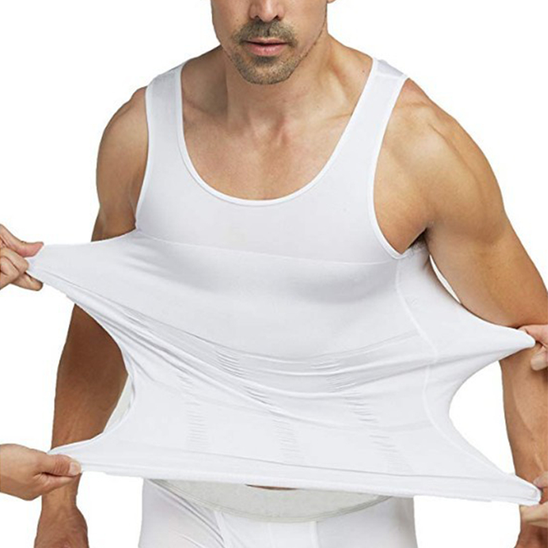 เสื้อกั๊กกีฬาผู้ชายรัดตัวเสื้อกั๊ก Shaper สําหรับผู้ชายการบีบอัดฟิตเนสกระชับไขมัน Tank Top Tummy Belly Control