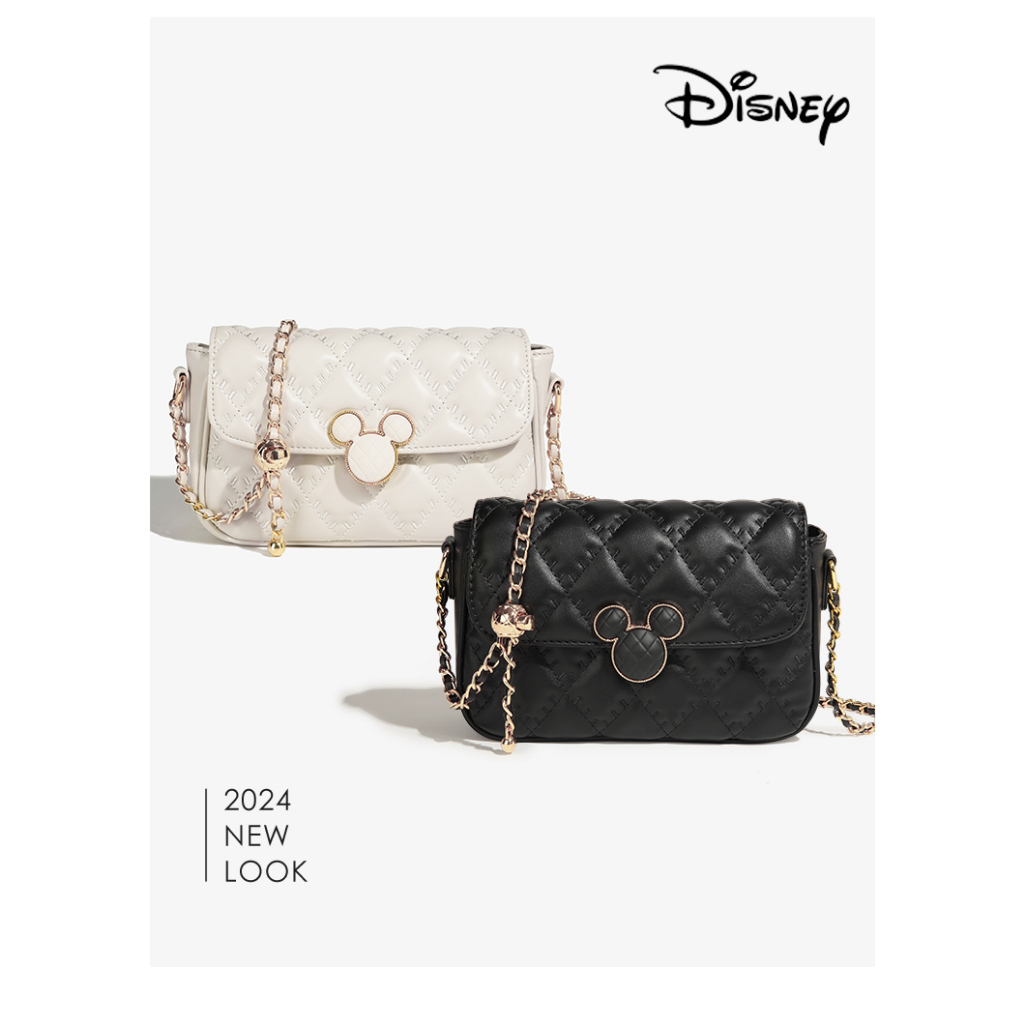 Disney ของแท้ กระเป๋าสะพายไหล่ หนังวัวแท้ ความจุขนาดใหญ่ ลายมิกกี้เมาส์ สีดํา สีเบจ แฟชั่นสําหรับผู้หญิง BMK-71067