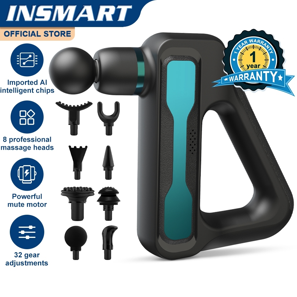 INSMART 32 ความเร็วมินินวดปืนจอแสดงผล จอแอลซีดี หน้าจอสัมผัสแบบพกพาเงียบกล้ามเนื้อนวด พังผืด