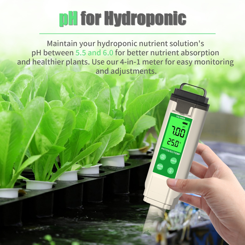 ใหม่เครื่องทดสอบคุณภาพน้ําถังปลา Hydroponic PH meter TDS/TEMP ปากกา EC ค่าการตรวจจับปากกาในครัวเรือน 4-in-1 เครื่องทดสอบคุณภาพน้ํา
