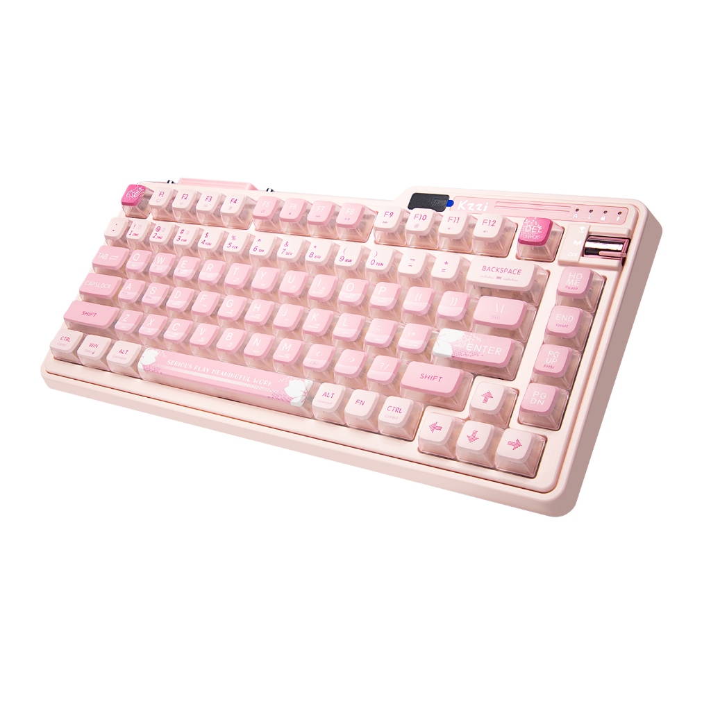 Kzzi Kezhi K75 Pro+ ไร้สายสามโหมดคีย์บอร์ดปะเก็นเกม RGB ผงทอง Fast Silver Flame 80% คีย์บอร์ด
