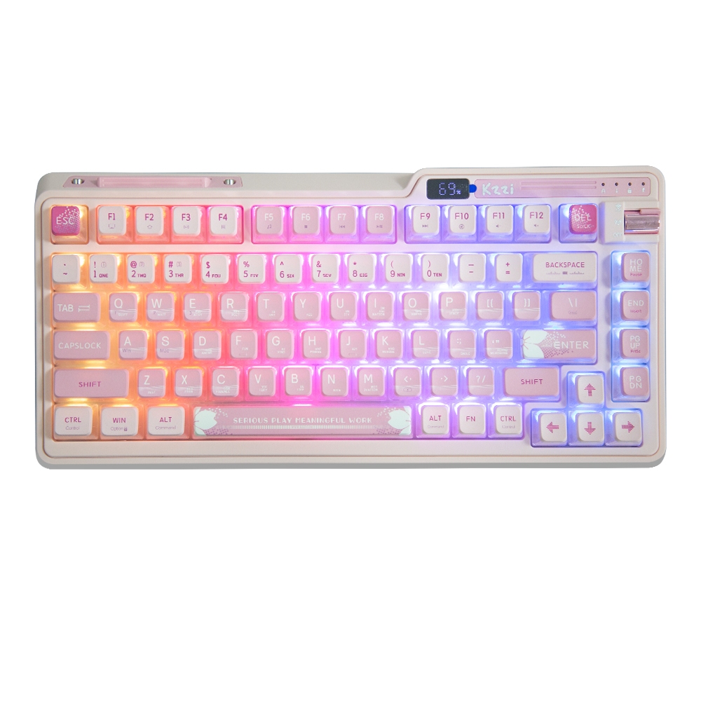 Kzzi Kezhi K75 Pro+ ไร้สายสามโหมดคีย์บอร์ดปะเก็นเกม RGB ผงทอง Fast Silver Flame 80% คีย์บอร์ด