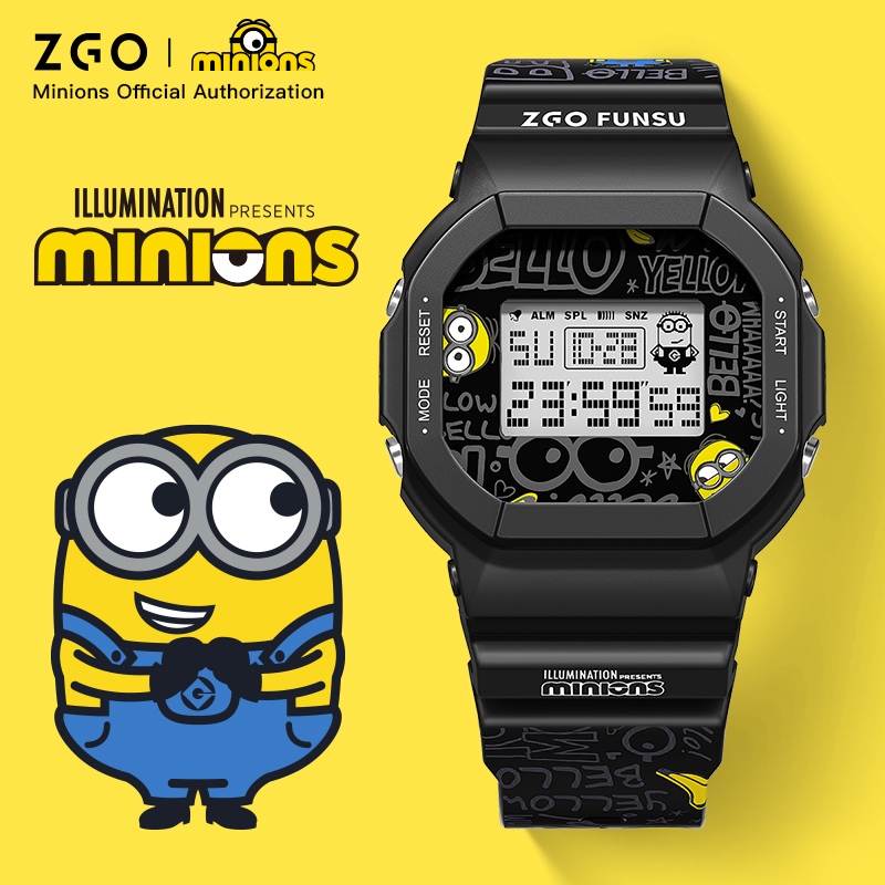 ZGO x Minion นาฬิกาสำหรับเด็ก นักเรียนมัธยมศึกษาตอนต้นนาฬิกากันน้ำสำหรับผู้ชายและผู้หญิง 8615