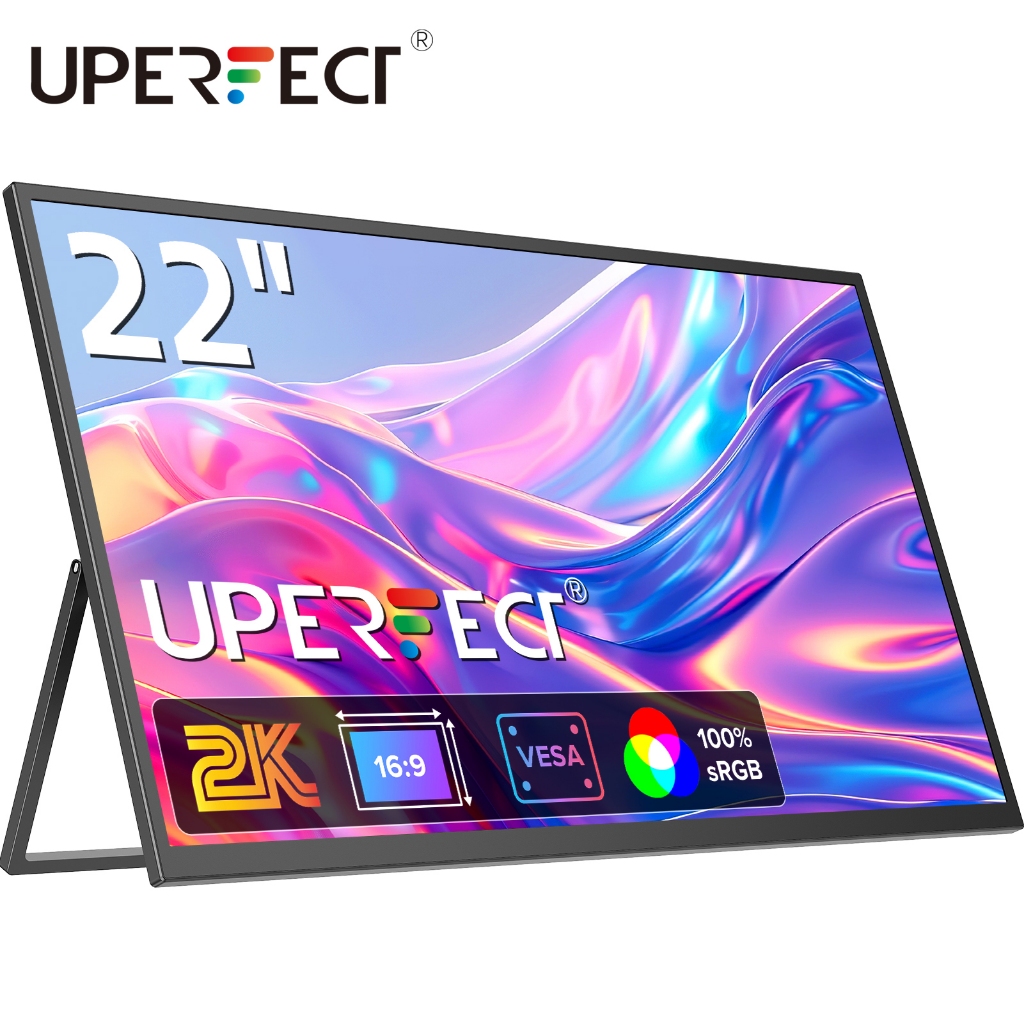 Uperfect แบบพกพา 2K Umax 22 นิ้วเกม Monitor คอมพิวเตอร์หน้าจอจอภาพแบบพกพาสําหรับแล็ปท็อป PS3/4/5 Mac
