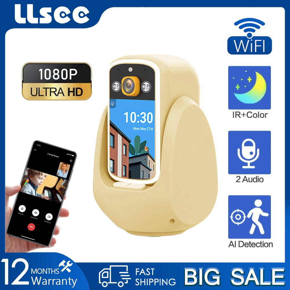 LLSEE 1080P FHD กล้องวงจรปิด, การโทรวิดีโอสองทางไร้สายกล้องวงจรปิด WIFI, การเฝ้าระวังบ้าน PTZ ทารกผู้สูงอายุ, IR Night Vision, การติดตามอัตโนมัติ