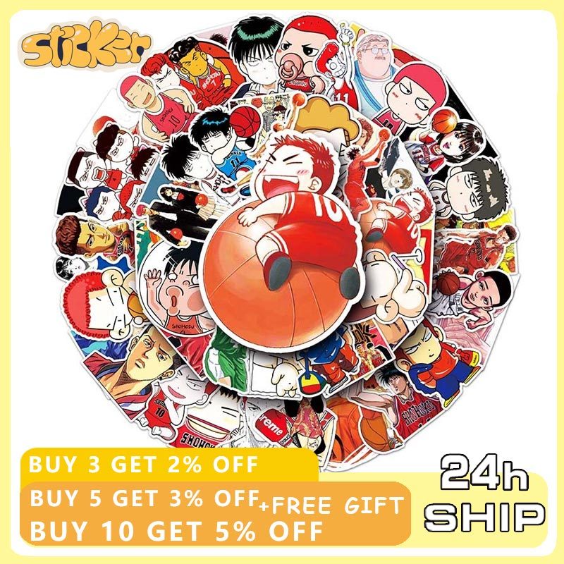 57 ชิ้นการ์ตูน Slam Dunk สติ๊กเกอร์กันน้ํา PVC Decal สําหรับแล็ปท็อปกระเป๋าเดินทางโทรศัพท์อะนิเมะสติกเกอร์