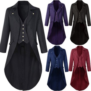 เสื้อแจ็กเก็ตคอสเพลย์ Steampunk Tuexdo Blazer Victorian เหมา…