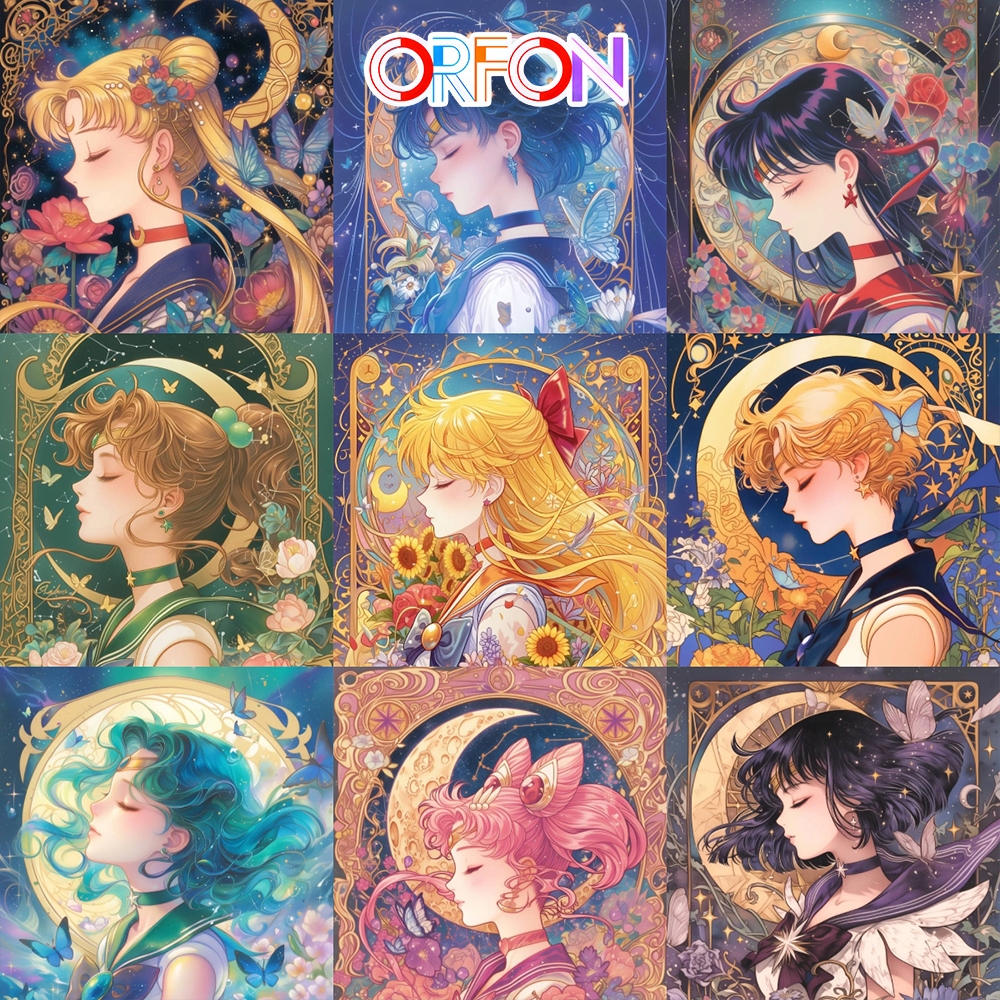 【ORFON】 40×40cm ระบายสีตามตัวเลข/สาวสวย/อนิเมะ/ภาพระบายสี/ระบายสีตามตัวเลข Diy / ของขวัญ / ศิลปะตกแต่งห้องนั่งเล่น