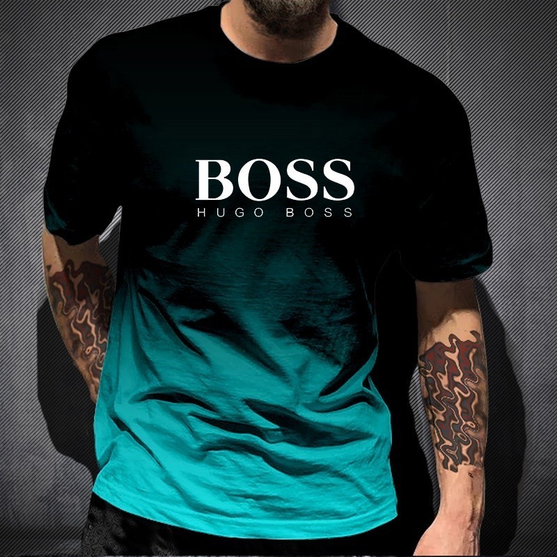 ขายร้อนแฟชั่นใหม่ผู้ชาย3ง การไล่ระดับสี เจ้านาย พิมพ์เสื้อยืดฤดูร้อนสันทนาการแขนสั้นท็อปส์ระบายอากาศแห้งเร็วเสื้อสวมหัว
