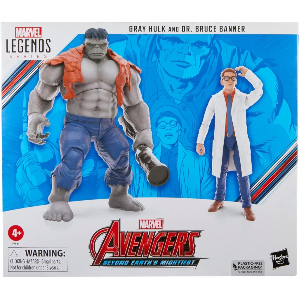 Marvel Legends Series Grey Hulk F7084 และ Dr. แบนเนอร์บรูซ,แอ็คชั่นฟิกเกอร์ขนาด 6 นิ้วที่สะสมครบรอบ 60 ปี,อุปกรณ์เสริม 6 ชิ้น ฉ7084