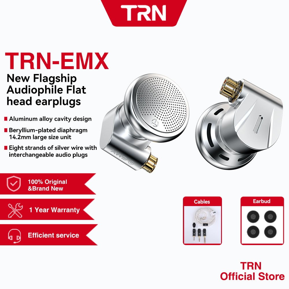 Trn EMX หูฟังชนิดใส่ในหูชุดหูฟังหัวแบนขนาดใหญ่ที่อุดหูเสียงไฮไฟ Cancelling Bass ชุดหูฟังแบบมีสาย
