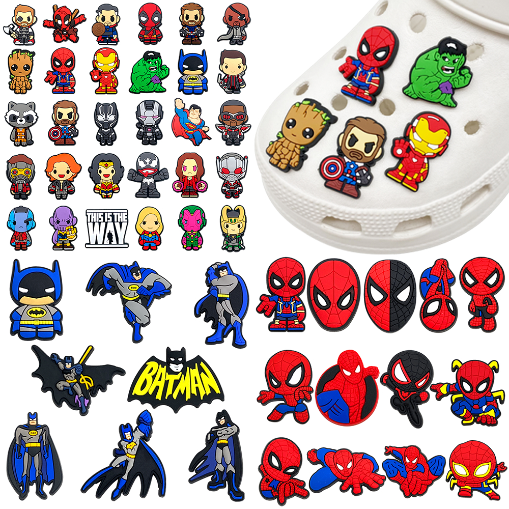 Marvel Shoe Charms ของตกแต่งการ์ตูน อุปกรณ์ PVC 55 สไตล์พร้อมปุ่ม