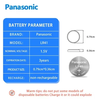 10 ชิ้น/แพ็ค ตัวเลือก Panasonic 1.5V LR41 (192)/LR43(186)/LR44(A76)/LR1130(189) แบตเตอรี่ปุ่ม