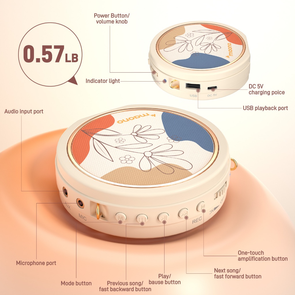 Maono M10 เครื่องขยายเสียงแบบพกพาขนาดเล็ก 10W ลําโพงเสียงดังบลูทูธ 5.3 พร้อมไมโครโฟนมืออาชีพไร้สายและปรับระดับเสียงสําหรับครู,เทรนเนอร์,ไกด์นําเที่ยว,คนขาย ราคา ถูกที่สุด ดีลบีเคเค แกลเลอรีภาพที่ 8