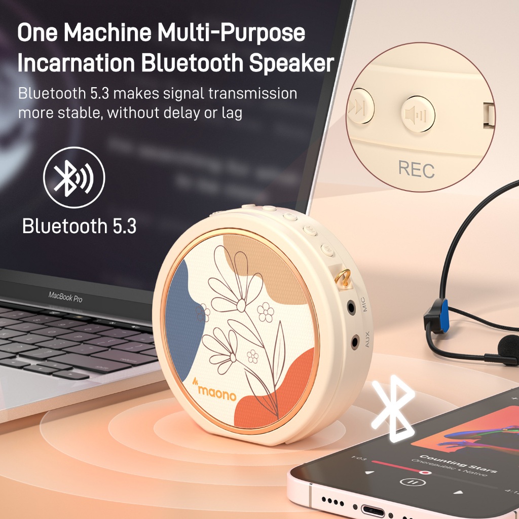 Maono M10 เครื่องขยายเสียงแบบพกพาขนาดเล็ก 10W ลําโพงเสียงดังบลูทูธ 5.3 พร้อมไมโครโฟนมืออาชีพไร้สายและปรับระดับเสียงสําหรับครู,เทรนเนอร์,ไกด์นําเที่ยว,คนขาย ราคา ถูกที่สุด ดีลบีเคเค แกลเลอรีภาพที่ 6