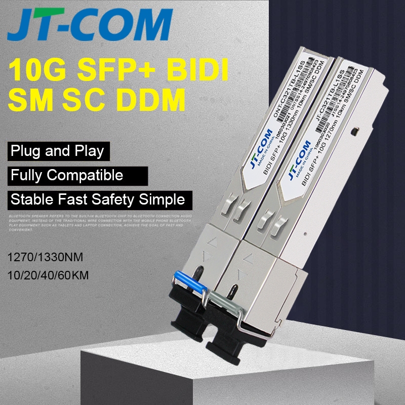 JT-COM 10g SFP + โมดูล SC 10KM BiDi โมดูลรับส่งสัญญาณไฟเบอร์ออปติกโหมดเดียวสําหรับ H3C, Ruijie , Mikrotik , Ubiquiti , TP-LINK, Cisco
