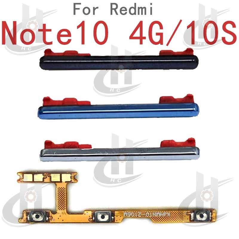 สําหรับ Redmi Note 10 4G / Note 10S อะไหล่ปุ่มปรับระดับเสียงและไฟด้านข้าง Flex Cable คีย์เปิดปิด ปรับขึ้นลง