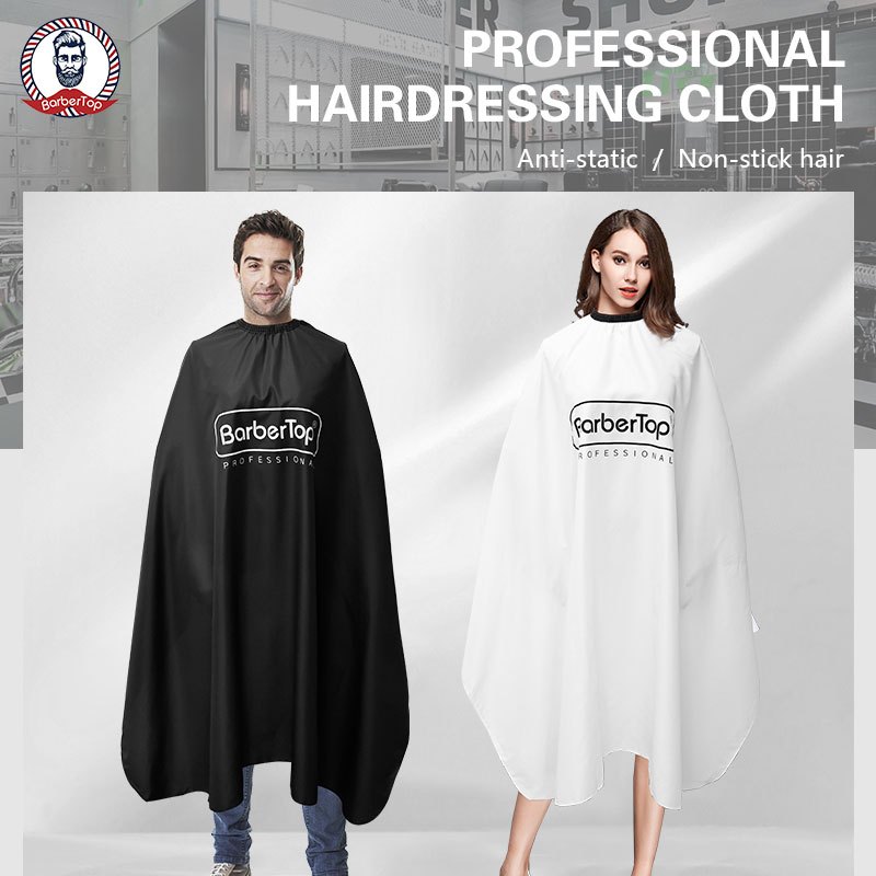 จุดในสต็อก#Barber ตัดผมเคปตัดผมผ้ากันเปื้อนไม่ติดผมกันน้ําป้องกันไฟฟ้าสถิตมืออาชีพร้านทําผมตัดผมผ้าเสื้อคลุมร้านทําผมสีดําผ้ากันเปื้อนกันน้ําร้านทําผมเสื้อคลุม