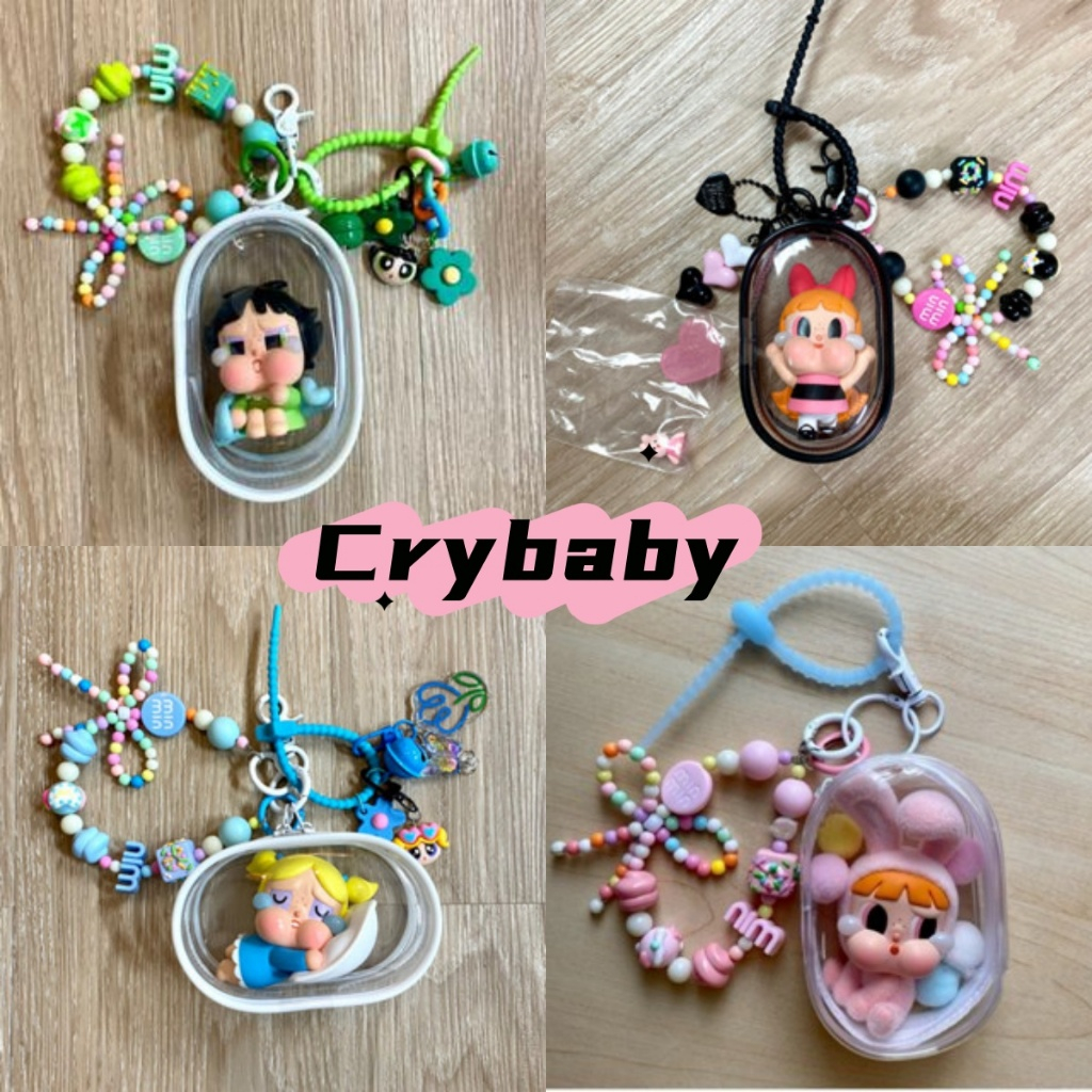 Ailigap Crybaby พวงกุญแจ กระเป๋าเก็บพวงกุญแจ ซิปคู่ ตุ๊กตา กระเป๋าสตางค์ หนา โปร่งใส คลาสสิก