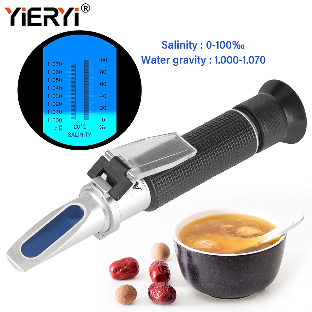 Refractometer 0-100 ‰ เครื่องวัดความเค็มน้ําเครื่องวัดความอุดมสมบูรณ์แบบใช้มือถือเครื่องวัดแรงโน้มถ่วงเฉพาะสําหรับเพาะเลี้ยงสัตว์น้ําของปลาและกุ้งในถังทะ
