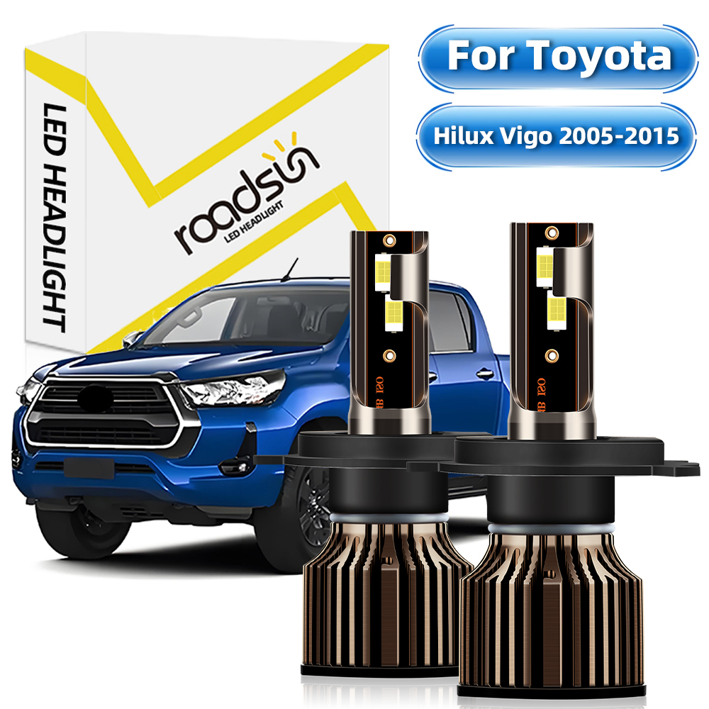 For Toyota Hilux Vigo 2005-2015LED ไฟหน้ารถหลอดไฟ Hi-Lo Beam ไฟหน้า 6000K แสงสีขาว 13000LM 400% Super Bright Plug And Play