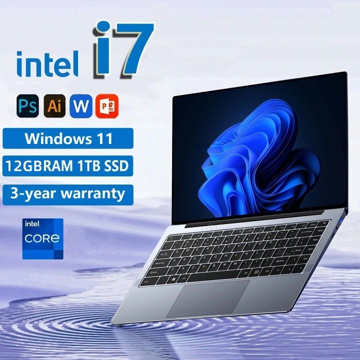 2024 Original Laptop14.1 หน้าจอ FHD Intel Core i7-7500U 12GB RAM 2TB SSD Ultra HD กราฟิก 600 Windows 11Pro แล็ปท็อปนักเรียน