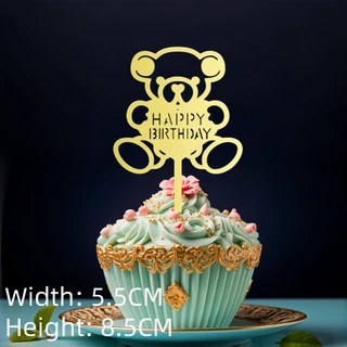 12 ชิ้น Happy Birthday Cupcake Toppers,อะคริลิคเค้กวันเกิด Topper Picks สําหรับขนม Bento เค้กตกแต่งสําหรับอุปกรณ์ตกแต่งงานเลี้ยงวันเกิด