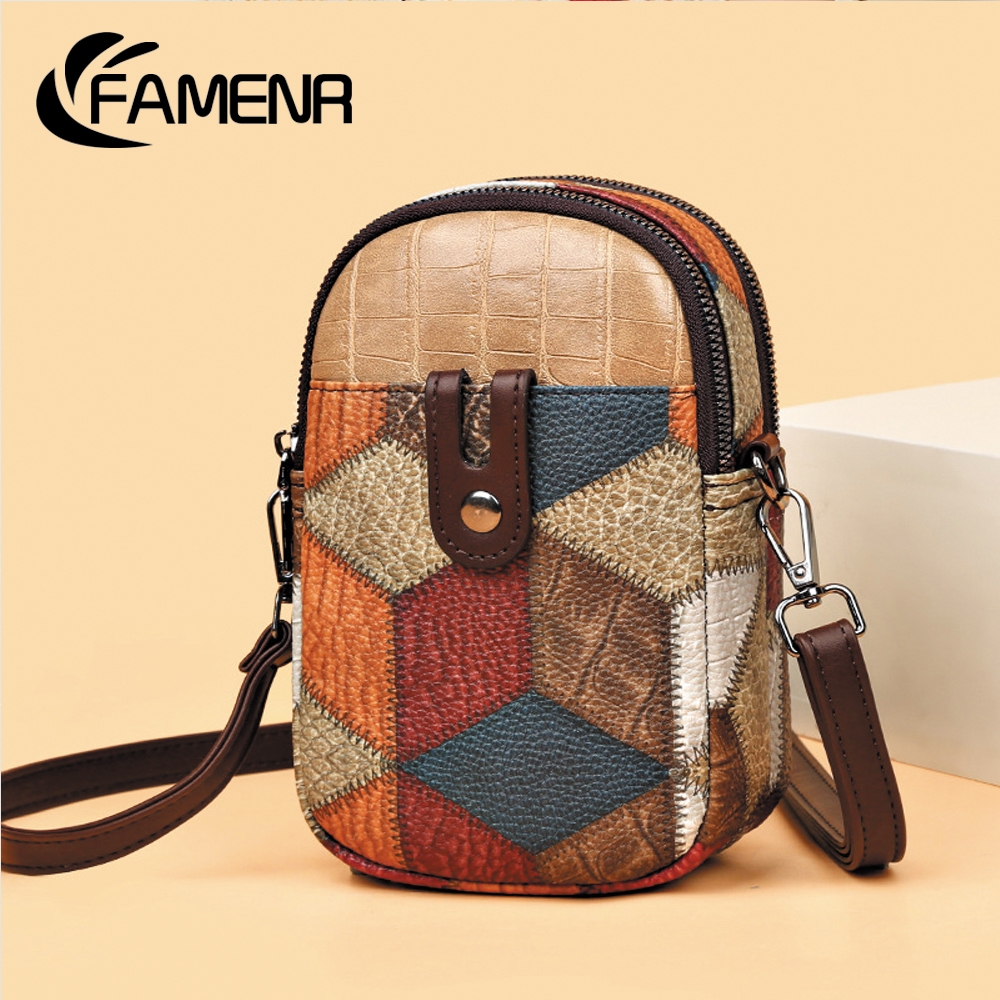 FAMENR【พร้อมส่ง】กระเป๋าสะพายข้างใส่มือถือ Mini กระเป๋าแฟชั่นสะพายไหล่ผู้หญิง หนังPU