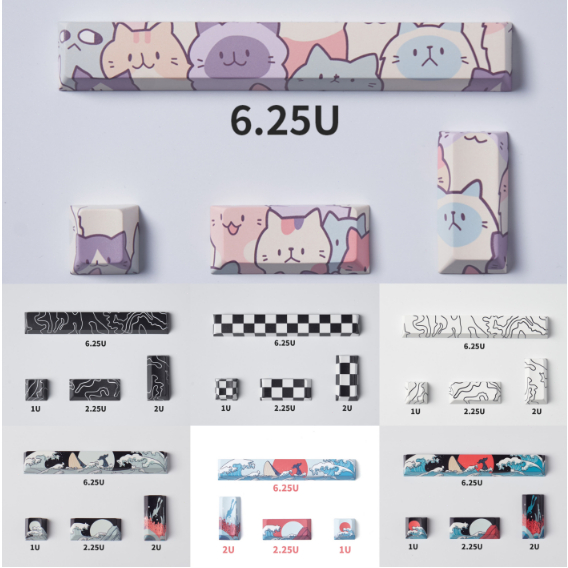 4 ชิ้นสีดํา/สีขาว/สีดํา Myth WuKong/ Kitty/Coral Sea/Ahego Keycaps PBT Cherry Profile Dye-Sublimation 6.25u Space Bar ESC ใส่ชุดปุ่มกดแบบกําหนดเองสําหรับคีย์บอร์ดแบบกลไก
