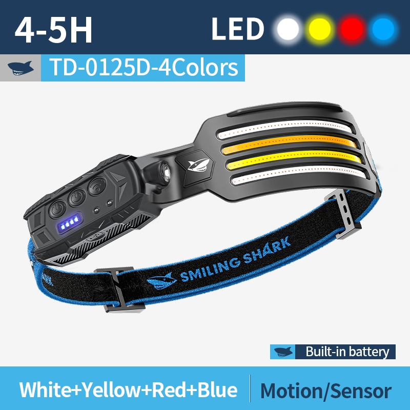 Smilingshark TD0125 COB Super Bright ไฟหน้าน้ําหนักเบาตกปลากันน้ําแสดงตัวเลขของค่าใช้จ่าย พร้อมการตรวจจับสัมผัส Type-c ชาร์จกลางแจ้งในเวลากลางคืน