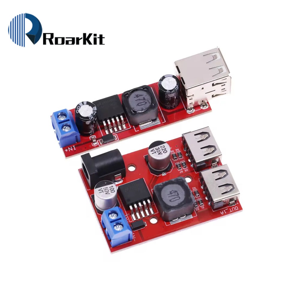 LM2596 เอาต์พุต USB คู่ 9V / 12V / 24V / 36V รถชาร์จสวิทช์ 5V DC-DC แหล่งจ่ายไฟโมดูล 3A Buck Regulator Converter
