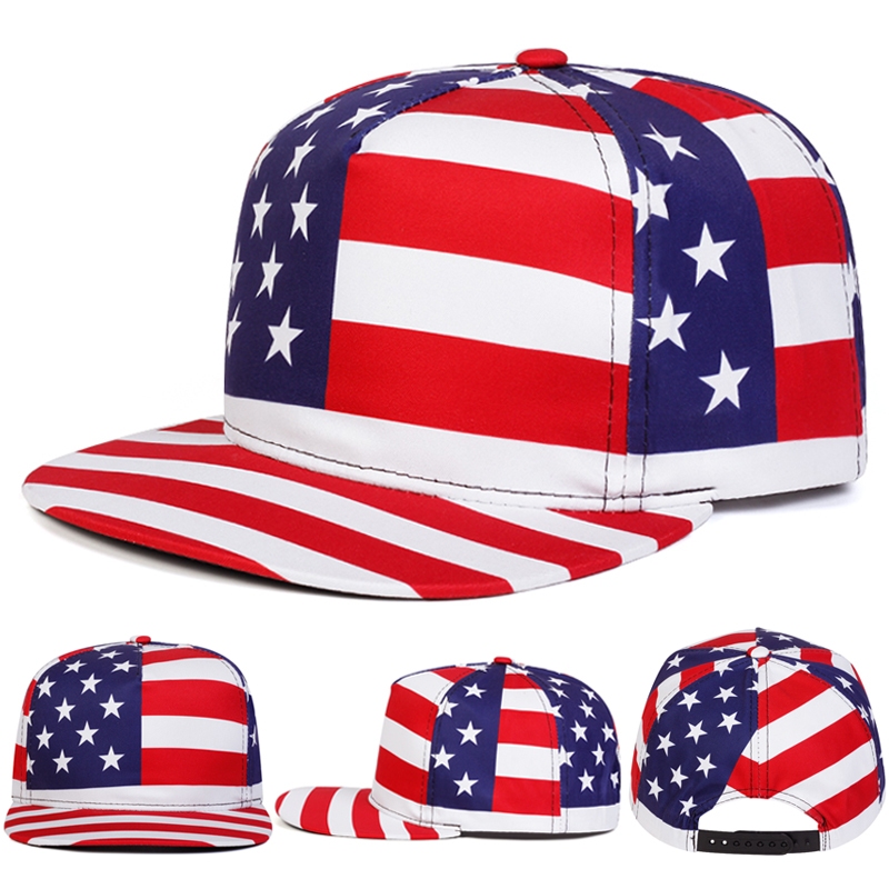 หมวกวินเทจสําหรับผู้ชายผู้หญิงธงชาติอเมริกัน Hip Hop snapback หมวกผ้าฝ้ายแฟชั่นกลางแจ้ง visor cap