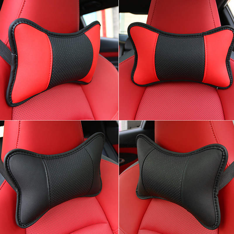 หมอนรองคอ พนักพิงศีรษะ เบาะหนัง ระบายอากาศ เพื่อความปลอดภัย สําหรับรถยนต์ (28X18X10 ซม.)