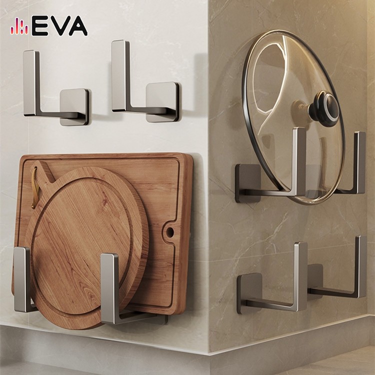 【EVA】 【จัดส่งจากกรุงเทพ】ชั้นวางของในครัวชั้นวางฝาครอบหม้อชั้นวางเขียงชั้นเก็บของแบบไม่เจาะรูติดผนัง